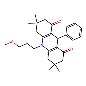 10-(3-methoxypropyl)-3,3,6,6-tetramethyl-9-phenyl-4,5,7,9-tetrahydro-2H-acridine-1,8-dione structure