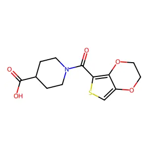 1-(2,3-dihydrothieno[3,4-b][1,4]dioxin-5-ylcarbonyl)piperidine-4-carboxylic acid structure