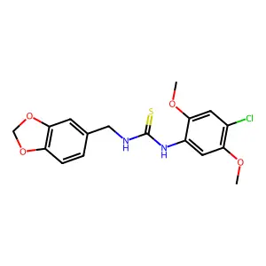 1-(1,3-benzodioxol-5-ylmethyl)-3-(4-chloro-2,5-dimethoxyphenyl)thiourea structure
