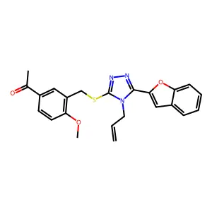 1-[3-[[5-(1-benzofuran-2-yl)-4-prop-2-enyl-1,2,4-triazol-3-yl]sulfanylmethyl]-4-methoxyphenyl]ethanone structure