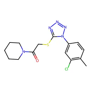 1-(3-chloro-4-methylphenyl)-1H-tetraazol-5-yl 2-oxo-2-(1-piperidinyl)ethyl sulfide structure