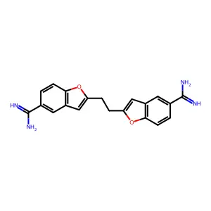 1,2-Di(5-amidino-2-benzofuranyl)ethane structure