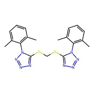 1-(2,6-dimethylphenyl)-5-[[1-(2,6-dimethylphenyl)tetrazol-5-yl]sulfanylmethylsulfanyl]tetrazole structure