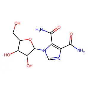 1-[3,4-dihydroxy-5-(hydroxymethyl)oxolan-2-yl]imidazole-4,5-dicarboxamide structure