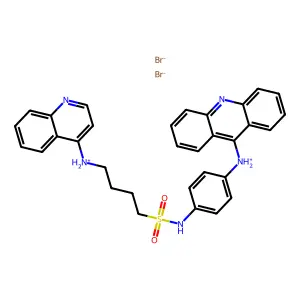 Butanesulfonanilide, 4'-(9-acridinylamino)-4-(4-quinolinylamino)-, dihydrobromide structure