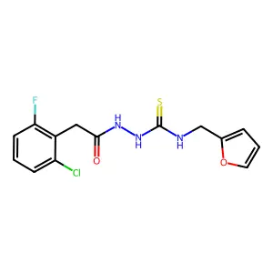 1-[[2-(2-chloro-6-fluorophenyl)acetyl]amino]-3-(furan-2-ylmethyl)thiourea structure