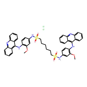 [4-(acridin-9-ylamino)-3-methoxyphenyl]-[6-[[4-(acridin-9-ylamino)-3-methoxyphenyl]azaniumyl]sulfonylhexylsulfonyl]azanium dichloride structure