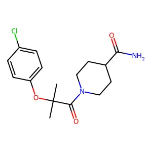 1-[2-(4-chlorophenoxy)-2-methylpropanoyl]piperidine-4-carboxamide structure