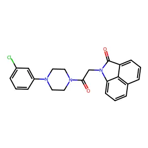 1-{2-[4-(3-chlorophenyl)-1-piperazinyl]-2-oxoethyl}benzo[cd]indol-2(1H)-one structure