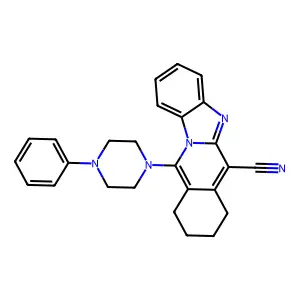 11-(4-phenylpiperazin-1-yl)-7,8,9,10-tetrahydrobenzimidazolo[1,2-b]isoquinoline-6-carbonitrile structure