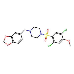 1-(1,3-benzodioxol-5-ylmethyl)-4-(2,5-dichloro-4-methoxyphenyl)sulfonylpiperazine structure