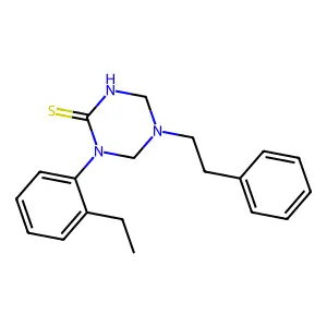 1-(2-ethylphenyl)-5-(2-phenylethyl)-1,3,5-triazinane-2-thione structure