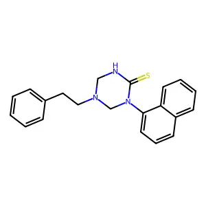 1-(1-naphthyl)-5-(2-phenylethyl)-1,3,5-triazinane-2-thione structure