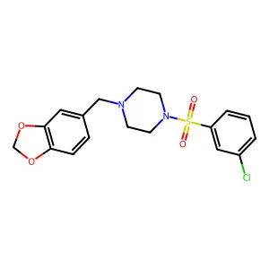 1-(1,3-benzodioxol-5-ylmethyl)-4-(3-chlorophenyl)sulfonylpiperazine structure