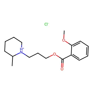 3-(2-methylpiperidin-1-ium-1-yl)propyl 2-methoxybenzoate chloride structure