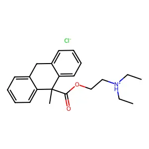 diethyl-[2-(9-methyl-10H-anthracene-9-carbonyl)oxyethyl]azanium chloride structure