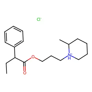 3-(2-methylpiperidin-1-ium-1-yl)propyl 2-phenylbutanoate chloride structure