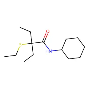 N-cyclohexyl-2-ethyl-2-ethylsulfanylbutanamide structure