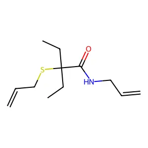 N-Allyl-2-allylthio-2-ethylbutyramide structure