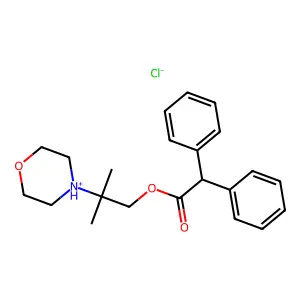 (2-methyl-2-morpholin-4-ium-4-ylpropyl) 2,2-diphenylacetate chloride structure
