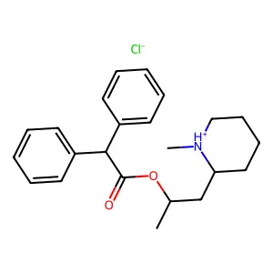 1-(1-methylpiperidin-1-ium-2-yl)propan-2-yl 2,2-diphenylacetate chloride structure