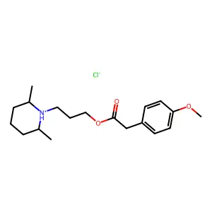 3-(2,6-dimethylpiperidin-1-ium-1-yl)propyl 2-(4-methoxyphenyl)acetate chloride structure