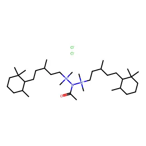 [acetyl-[dimethyl-[3-methyl-5-(2,2,6-trimethylcyclohexyl)pentyl]azaniumyl]amino]-dimethyl-[3-methyl-5-(2,2,6-trimethylcyclohexyl)pentyl]azanium dichloride structure