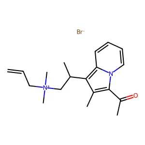 Ammonium, allyldimethyl(2-(3-acetyl-2-methyl-1-indolizinyl)-2-methylethyl)-, bromide structure