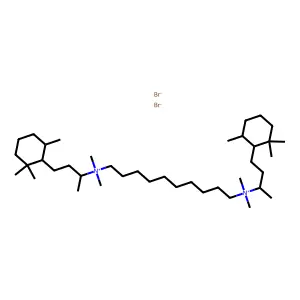 10-[dimethyl-[4-(2,2,6-trimethylcyclohexyl)butan-2-yl]azaniumyl]decyl-dimethyl-[4-(2,2,6-trimethylcyclohexyl)butan-2-yl]azanium dibromide structure