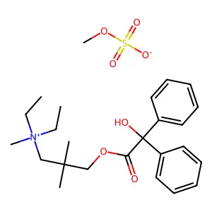 diethyl-[3-(2-hydroxy-2,2-diphenylacetyl)oxy-2,2-dimethylpropyl]-methylazaniummethyl sulfate structure