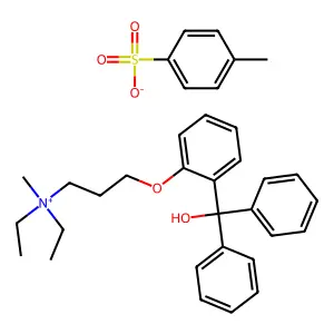 diethyl-[3-[2-[hydroxy(diphenyl)methyl]phenoxy]propyl]-methylazanium4-methylbenzenesulfonate structure