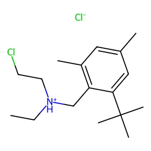 (2-tert-butyl-4,6-dimethylphenyl)methyl-(2-chloroethyl)-ethylazanium chloride structure