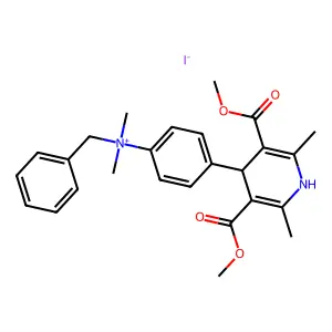 benzyl-[4-[3,5-bis(methoxycarbonyl)-2,6-dimethyl-1,4-dihydropyridin-4-yl]phenyl]-dimethylazanium iodide structure