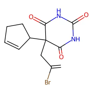 5-(2-bromoprop-2-enyl)-5-cyclopent-2-en-1-yl-1,3-diazinane-2,4,6-trione structure