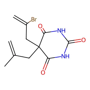 5-(2-bromoprop-2-enyl)-5-(2-methylprop-2-enyl)-1,3-diazinane-2,4,6-trione structure