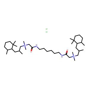 [2-[6-[[2-[dimethyl-[2-methyl-3-(2,2,6-trimethylcyclohexyl)propyl]azaniumyl]acetyl]amino]hexylamino]-2-oxoethyl]-dimethyl-[2-methyl-3-(2,2,6-trimethylcyclohexyl)propyl]azanium dichloride structure