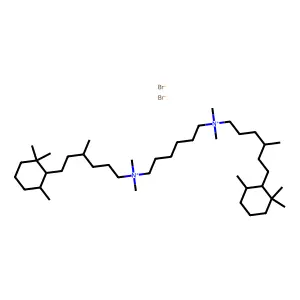 Ammonium, hexamethylenebis(4-methyl-6-(2,2,6-trimethylcyclohexyl)hexyl)bis(dimethyl-, dibromide structure
