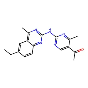 1-[2-[(6-ethyl-4-methylquinazolin-2-yl)amino]-4-methylpyrimidin-5-yl]ethanone structure