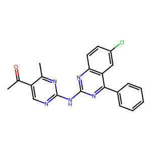 1-{2-[(6-chloro-4-phenylquinazolin-2-yl)amino]-4-methylpyrimidin-5-yl}ethanone structure