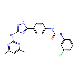 1-(3-chlorophenyl)-3-(4-{3-[(4,6-dimethylpyrimidin-2-yl)amino]-1H-1,2,4-triazol-5-yl}phenyl)urea structure