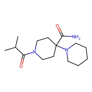 1-(2-methylpropanoyl)-4-piperidylpiperidine-4-carboxamide structure