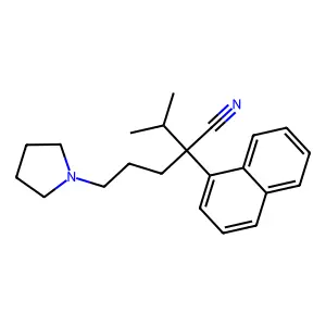 2-naphthalen-1-yl-2-propan-2-yl-5-pyrrolidin-1-ylpentanenitrile structure