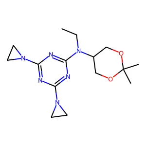 m-Dioxane, 5-equatorial-((4,6-bis(1-aziridinyl)-s-triazin-2-yl)amino)-2,2-dimethyl-5-ethyl- structure