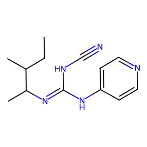 1-cyano-2-(3-methylpentan-2-yl)-3-pyridin-4-ylguanidine structure