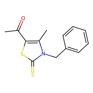 1-(3-benzyl-4-methyl-2-sulfanylidene-1,3-thiazol-5-yl)ethanone structure