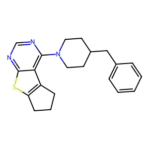 12-(4-benzylpiperidin-1-yl)-7-thia-9,11-diazatricyclo[6.4.0.02,6]dodeca-1(12),2(6),8,10-tetraene structure