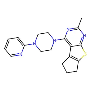 10-methyl-12-(4-pyridin-2-ylpiperazin-1-yl)-7-thia-9,11-diazatricyclo[6.4.0.02,6]dodeca-1(12),2(6),8,10-tetraene structure