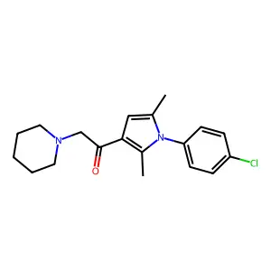 1-(1-(4-chlorophenyl)-2,5-dimethyl-1H-pyrrol-3-yl)-2-(piperidin-1-yl)ethanone structure