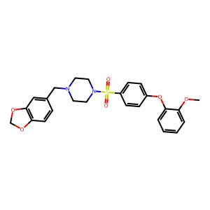 1-(1,3-benzodioxol-5-ylmethyl)-4-[4-(2-methoxyphenoxy)phenyl]sulfonylpiperazine structure