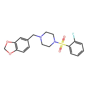 1-(1,3-benzodioxol-5-ylmethyl)-4-(2-fluorophenyl)sulfonylpiperazine structure